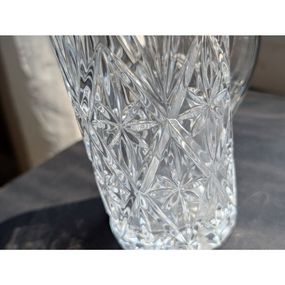 Vintage Clear Heavy Crystal Pitcher With Diamond Cut Design & Handle - Picture 2 of 4